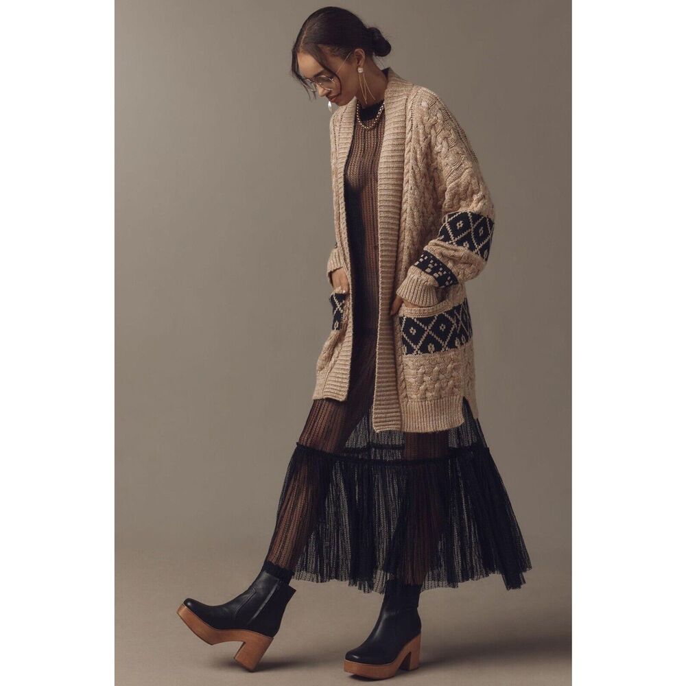 Anthropologie Pilcro Slouchy Open-Front Oversized Cardigan Sweater